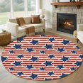 thumbnail image 1 of Patriotic Blue Stars Washable Round Area Rug 6 ft, 4th of July, Soft Non Slip Rugs Stain Repellent Indoor Felt Carpet for Living Dining Room Bedroom Home Office, 1 of 9