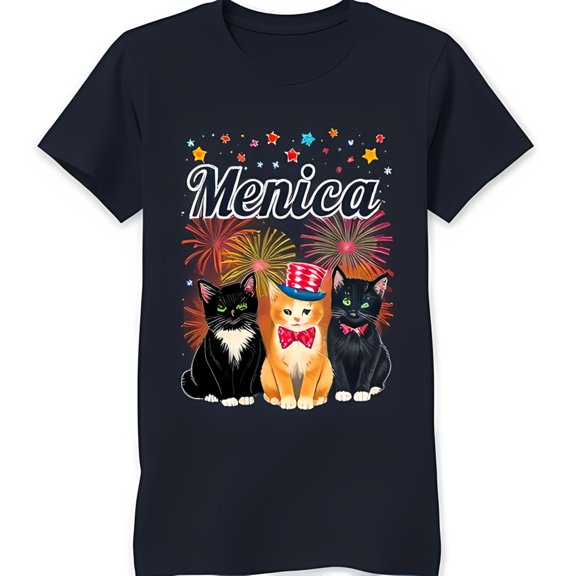 Patriotic Blue T-Shirt with & Cats 'Menica' Design