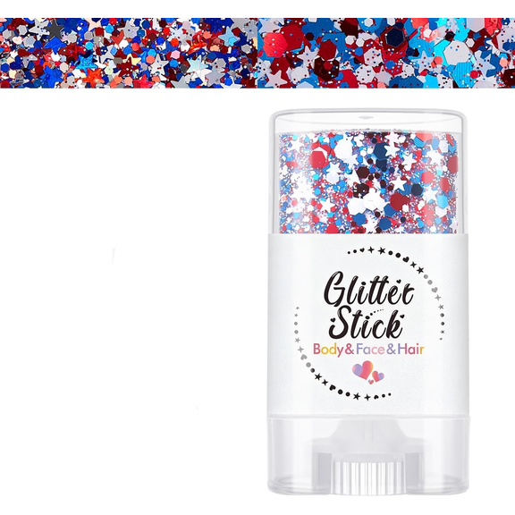 Patriotic Body Glitter Stick, Face Glitter, Red White and Blue Glitter Stick, 4th of July Decorations, 4th of July Outfits for Women, Hair Glitter for Kids, Independence Day Glitter Makeup(xxw)