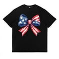 thumbnail image 1 of Patriotic Bow Flag Pattern Tops for Womens Fashion Graphic Tees Short Sleeve Cotton T Shirts Black,S, 1 of 5