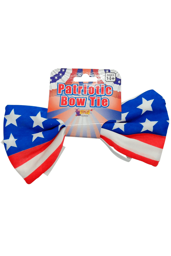 Patriotic Bowtie with Stretch Neck Strap, Red, White, Blue USA Colors, Adjustable Fit, Festive Accessory for 4th of July, Memorial Day, Parades, Parties, Patriotic Events, Easy to Wear, Stylish