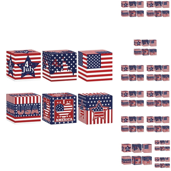 Patriotic Boxes Independence Day Patriotic Boxes Patriotic And Stripes Candy 6PCS Portable Party Boxes Colorful Storage Boxes For Family Gathering