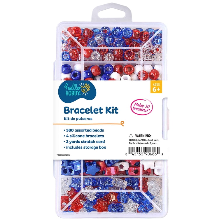 Hello Hobby Patriotic Bracelet Kit Includes 380 Plastic Beads and