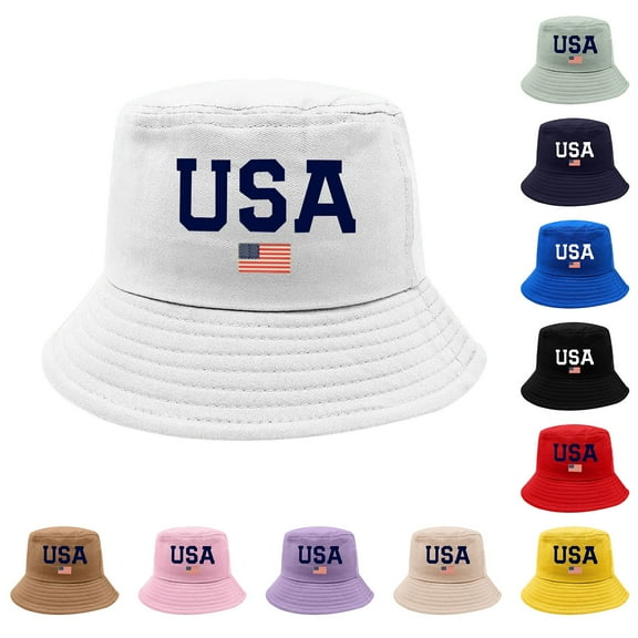 Patriotic Bucket Hat for Adults Unisex Fishing Sun Protection Summer Headwear