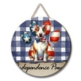 thumbnail image 1 of Patriotic Bull Terrier 4th of July Independence Paws Round Wood Sign Bully Dog Lovers Gifts Idea Hanging Wall Home Decor - 02010, 1 of 5