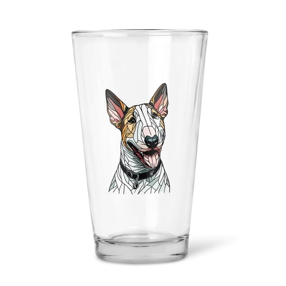Patriotic Bull Terrier Stained Glass Portrait American Flag 16oz Pint Beer Glass Mug Bully Dog Lovers Gifts Idea Beer Glasses Cup - 01010