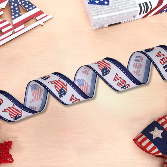 Patriotic Bulletin Board Borders Ribbon,Independence Day Fireworks Stars Red White Ribbon Decoration Ribbon for on July 4thClassroom Blackboard Independence Day Party Decoration Faux Linen Ribbon