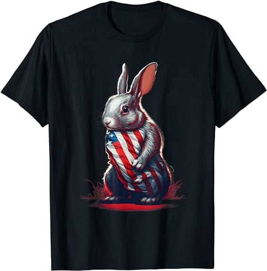 Patriotic Bunny Rabbit Merica USA American Flag 4th of July T-Shirt ...