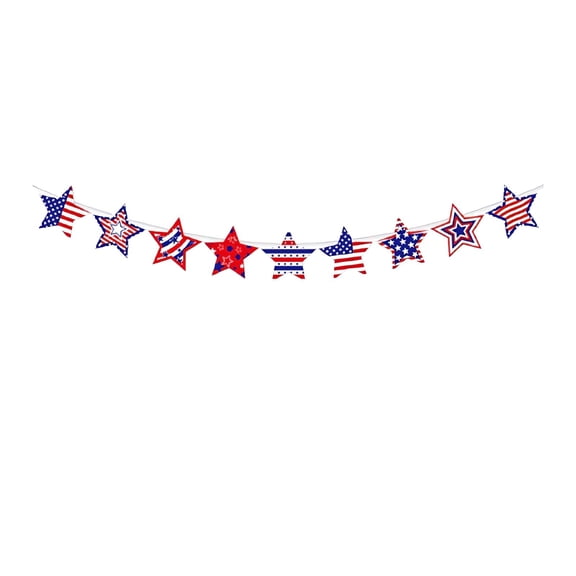 Patriotic Bunting Banner for 4th of July Decor,Red White Blue Independence Day Party Pull Flag,Memorial Day Festive Wall Hanging for American Holiday Venue Decoration