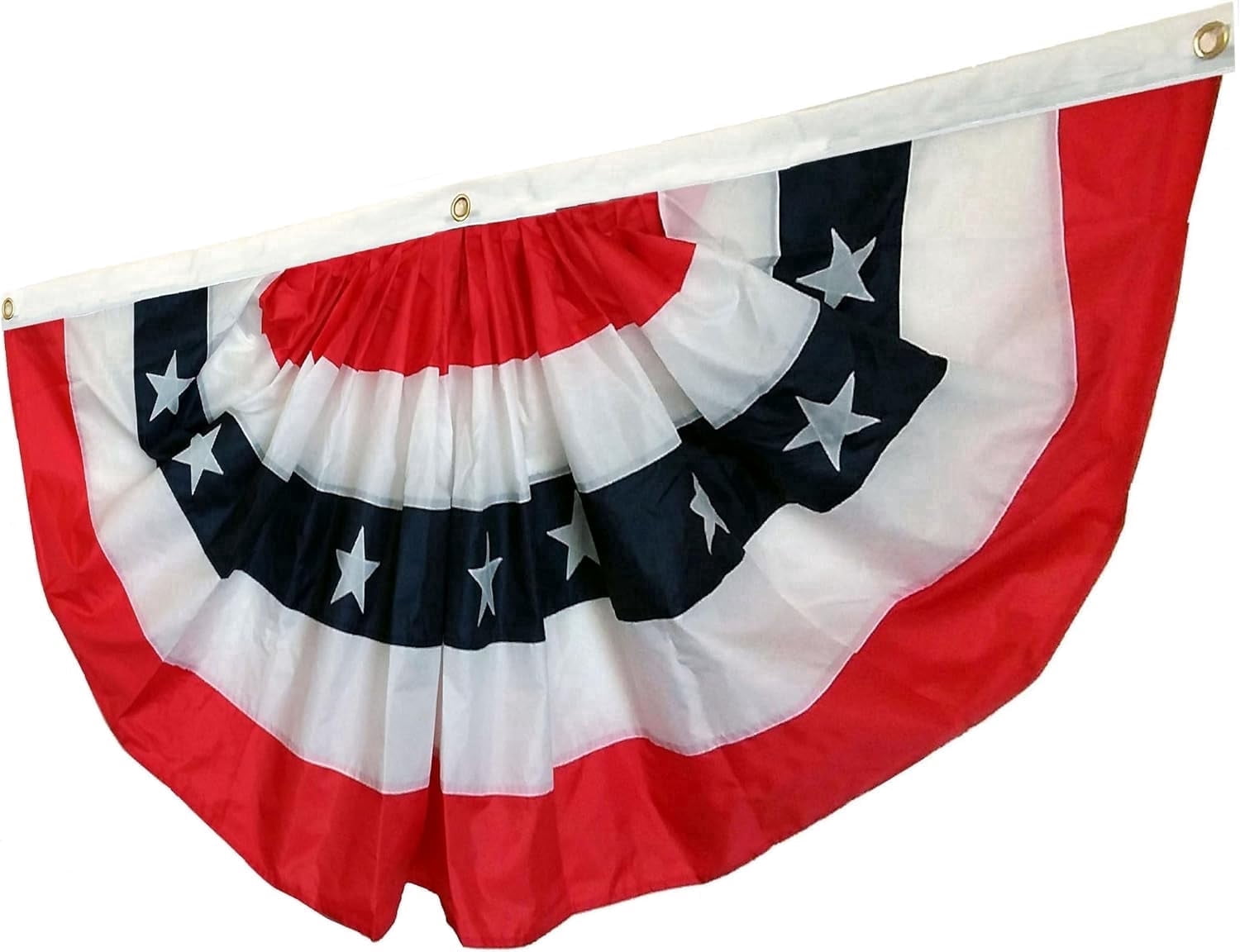 Patriotic Bunting Banner American Flag - 3' x 6' Pleated Fan Flag, 4th of July, USA, Red White Blue, President's Day, Memorial Day