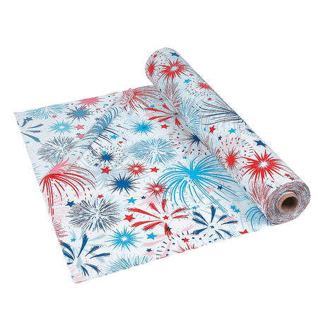 Patriotic Burst Tablecloth Roll - Party Supplies - 1 Piece