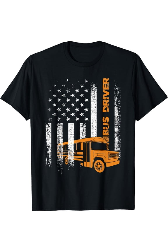 Patriotic Bus Driver USA American Flag - School Bus Driver T-Shirt