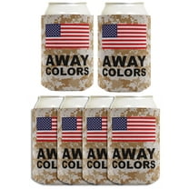 Patriotic Can Cooler Away Colors American Flag Desert Camo 4th of July 6-Pack Can Drink Sleeves