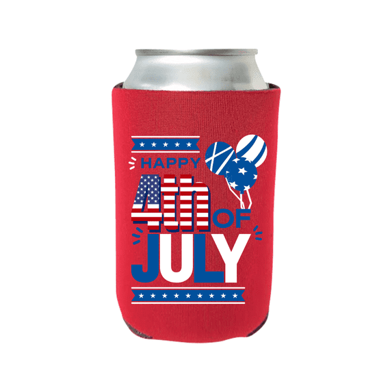 Patriotic Can Coolers, Happy 4th of July, USA Summer Coolies, America Party Gifts, Independence Day Beer Hugger (Red)