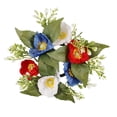 thumbnail image 1 of Patriotic Candle Rings Wreaths, 4th of July Floral Candle Rings Holder with Flowers Mini July Independence Day Wreath for Party Home Table Centerpiece Decor, 1 of 5