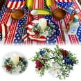 thumbnail image 1 of Patriotic Candle Wreaths - 10" Red White Blue Artificial Flower Rings for 4th of July, Memorial Day & Veterans Day Centerpieces - Farmhouse Holiday Table Decorations, 1 of 9