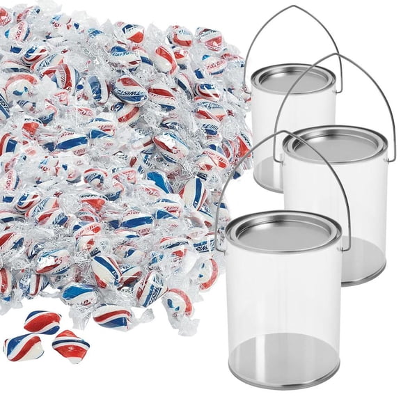 Patriotic Candy-Filled Plastic Paint Can Favor Containers Kit - 178 pc