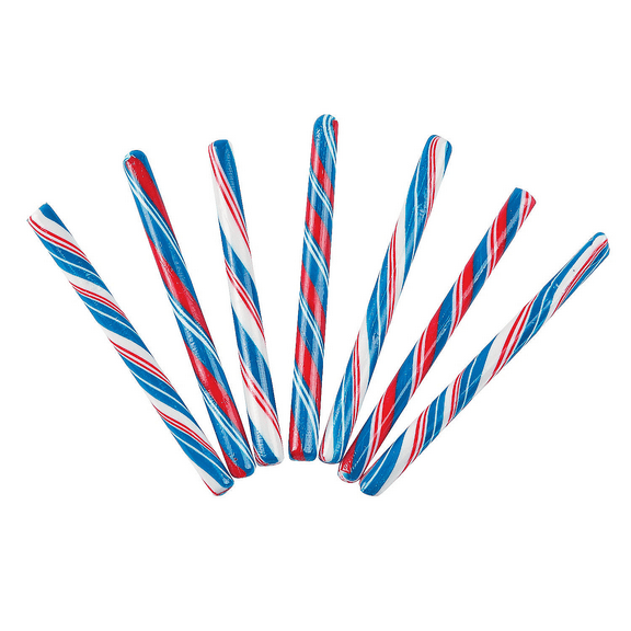 Patriotic Candy Sticks, Cherry and Blueberry Flavor, 80 Pieces, 5 Inch