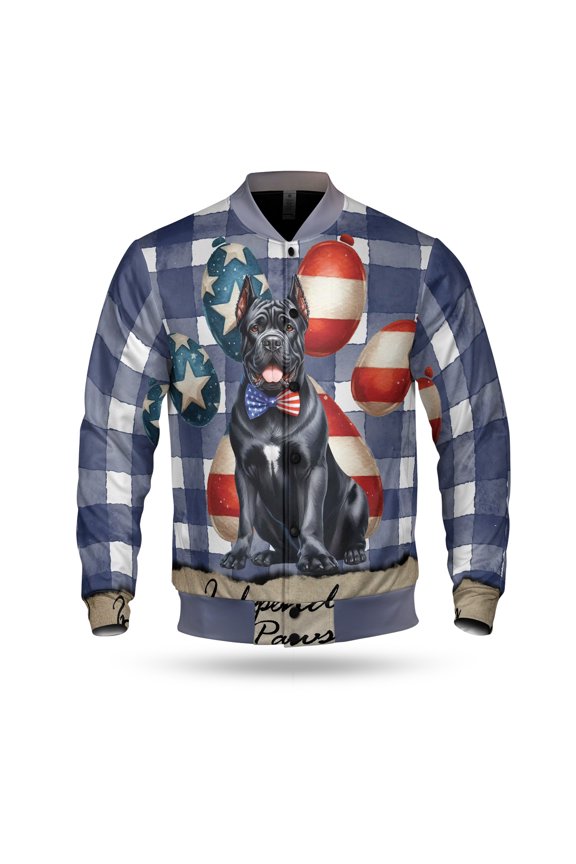 Patriotic Cane Corso 4th of July Independence Paws All Over Print 3D Baseball Jacket Italian Mastiff Dog Lover Gifts Idea Bomber Jacket Softball - 02010