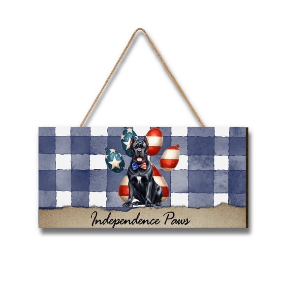 Patriotic Cane Corso 4th of July Independence Paws Landscape Wood Sign Italian Mastiff Dog Lover Gifts Idea Hanging Wall Home Decor - 02010
