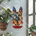 Patriotic Canine Defender German Shepherd with American Flag Window