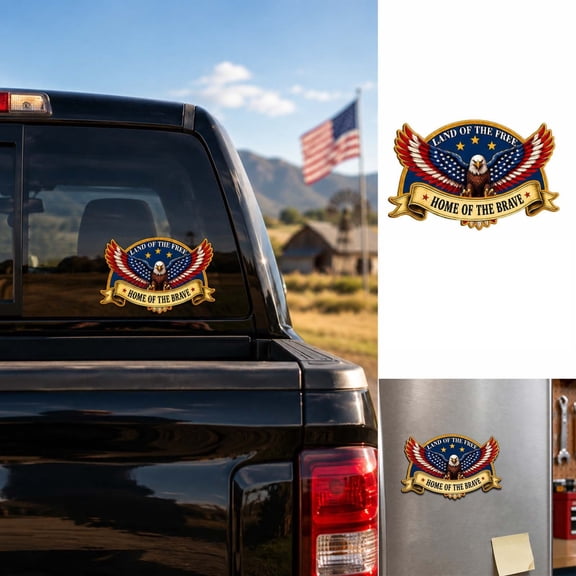 Patriotic Car Emblem, American Flag Eagle Metal Badge Waterproof Adhesive Vehicle Decal, Rust Resistant Auto Truck Tailgate Sticker for SUV RV Toolbox Veterans Gift