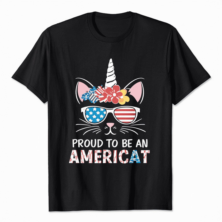 4th Of July Meowica Cat American Flag Glasses T Shirt Kids 4th Of July Meowica Cat American Flag Glasses T Shirt Kids