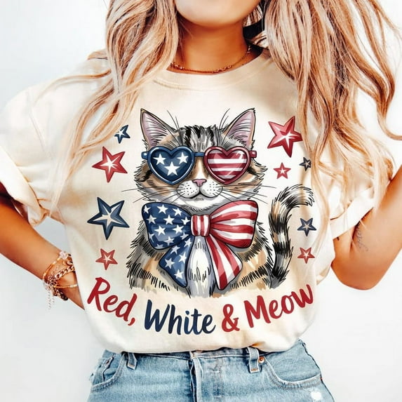 Patriotic Cat T-shirt, 4th of July, America Flag Cat Shirt, USA Coquette Shirt, Patriotic Shirt Shirt, Coquette 4th July TH300534