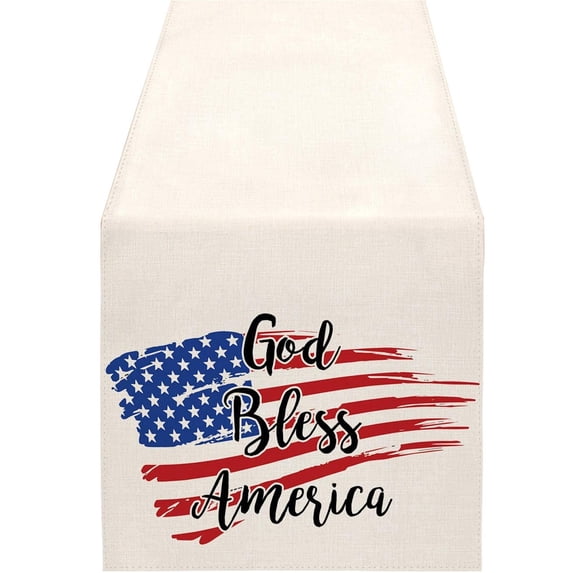 Patriotic Cat Table Runner with American Flag Design Perfect for 4th of July, Memorial Day, and Independence Day Decor