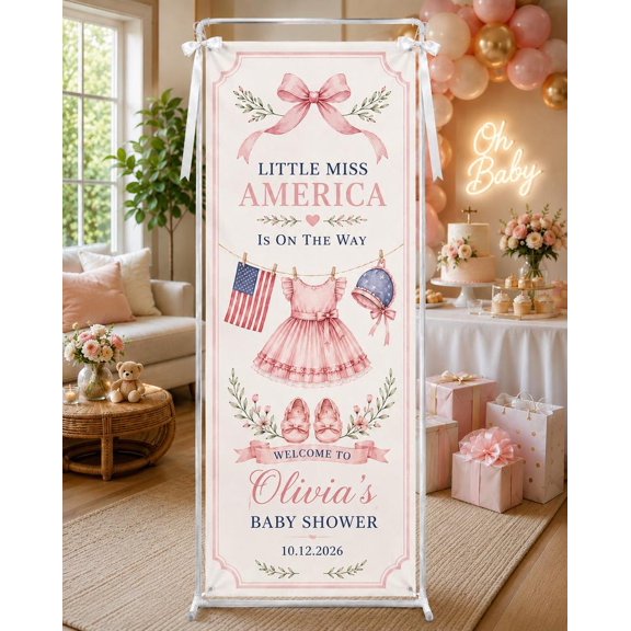 Patriotic Celebration Fabric Welcome Banner, Custom Name and Date Sign, Fourth of July Party Backdrop, Event Decor Gift