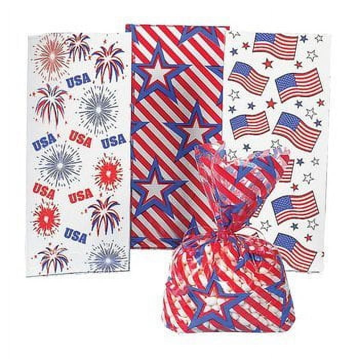 Patriotic Cellophane Bags Assortment (3Dz) Party Supplies 36