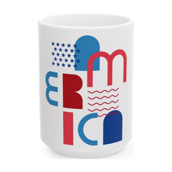 Patriotic Ceramic Mug Perfect Celeions, Coffee Lovers, th of July, Gif, Home Dr, Red White Blue Theme.