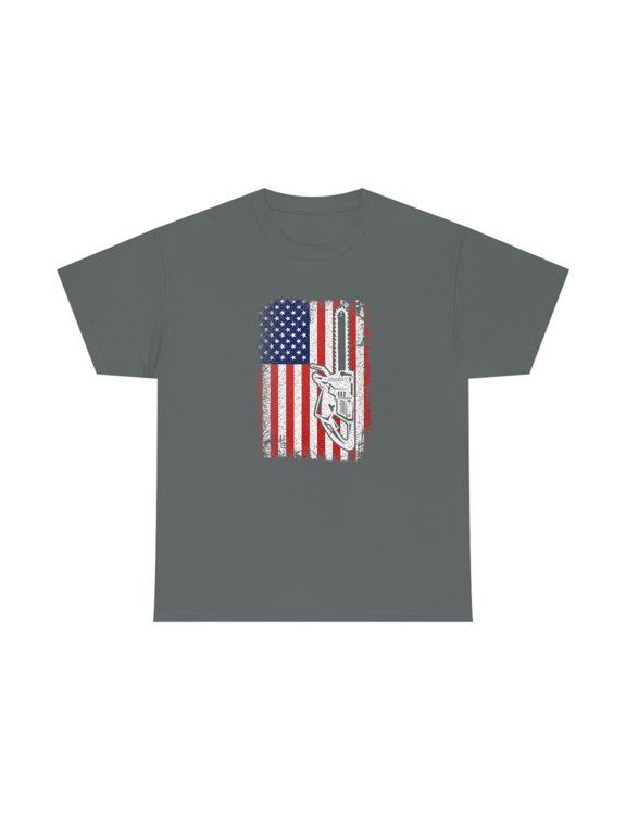 Patriotic Chainsaw USA Flag T-shirt - ID: 2103