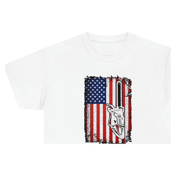 Patriotic Chainsaw USA Flag T-shirt - ID: 2103