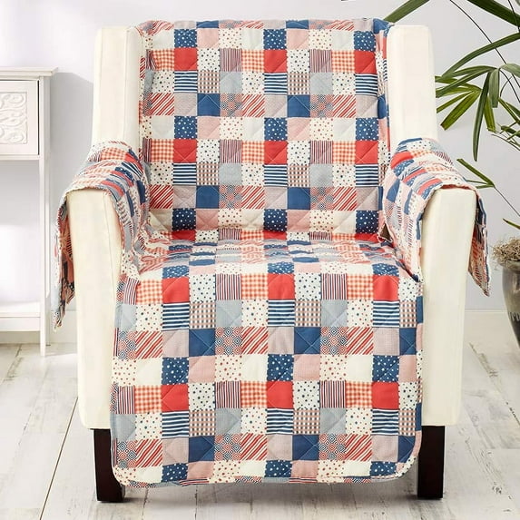Patriotic Check Furniture Covers - Chair/Recliner