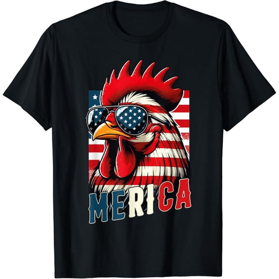 Patriotic Chicken Merica USA Flag Chicken Lover 4th of July T-Shirt