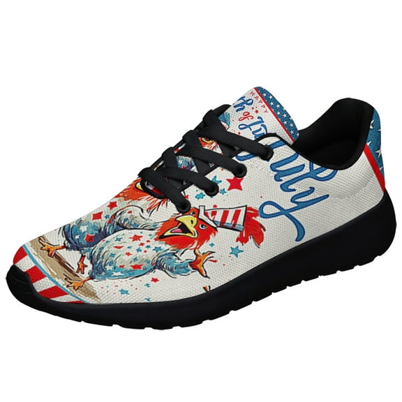 Patriotic Chickens 4th Of July Farm Life Shoes Sneakers Black Size 10