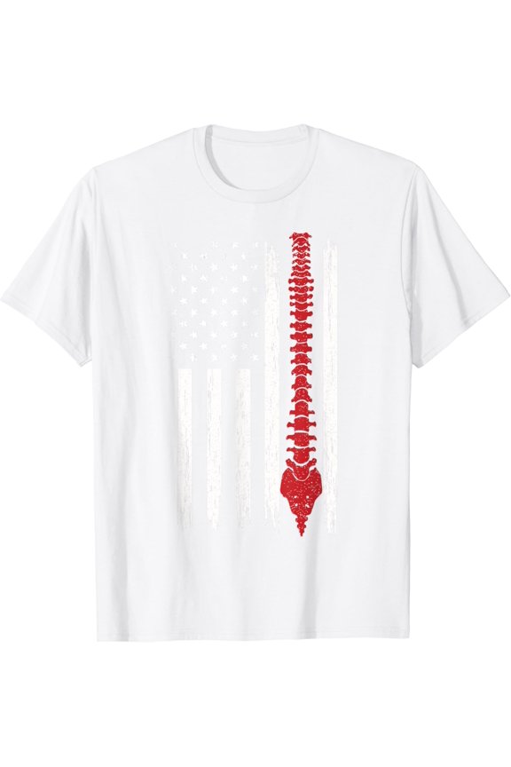 Patriotic Chiropractic Tee American Flag Spinal Cord Ideas T-Shirt