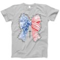 thumbnail image 1 of Patriotic Christian Bow T-Shirt – USA Flag Stars & Stripes Cross Tee – Faith-Based 4th of July Shirt for Women or Girls, Religious American Flag Independence Day Top, 1 of 7