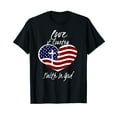 thumbnail image 1 of Patriotic Christian Faith In God Heart Cross American Flag T-Shirt, 1 of 5