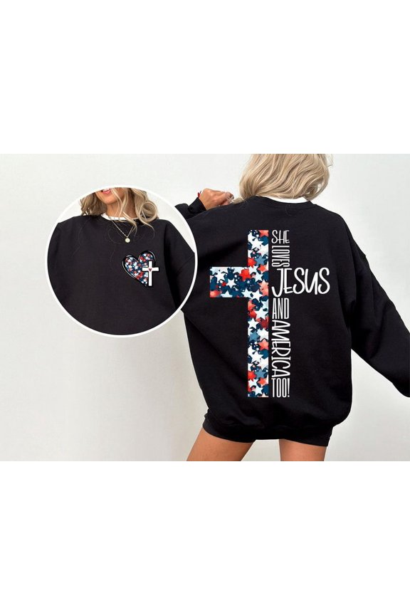 Patriotic Christian Shirt, Loves Jesus and America Tee, July 4th Independence Day Shirt, Faith America Shirt, Christian Sublimation Design