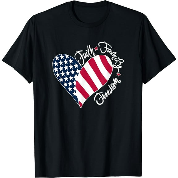 Patriotic Christian US Flag Faith Family Freedom Liberty T-Shirt