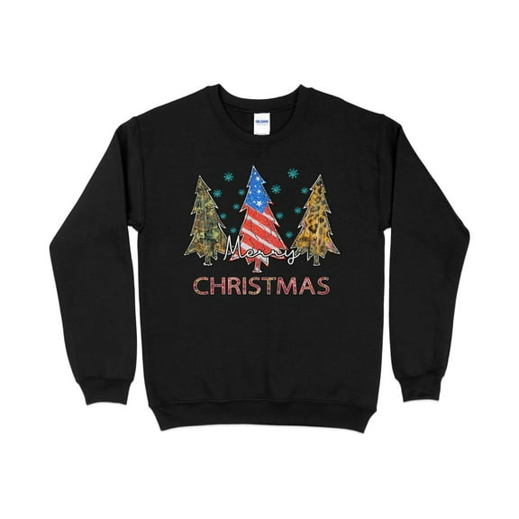 Patriotic Christmas Tree Sweatshirt, Christmas Sweater, Womens Christmas Shirt, Christmas Party Shirts, Holiday Sweatshirts for Women