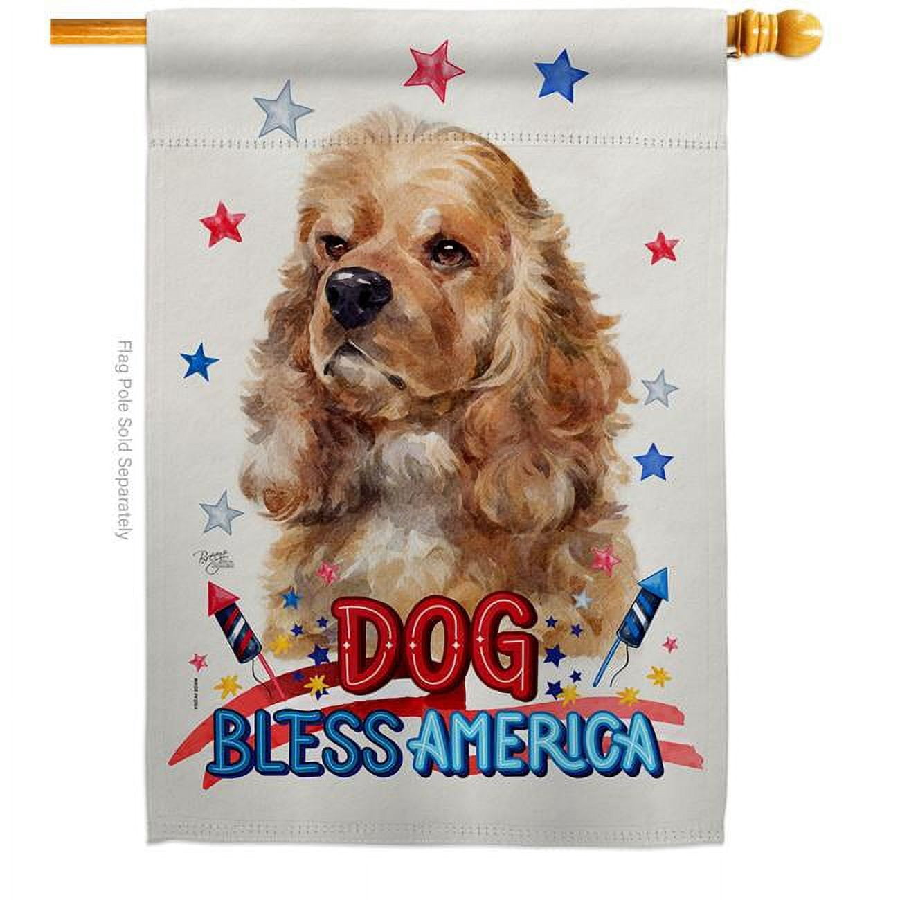 Patriotic Cocker Spaniel Animals Dog 28 x 40 in. Double-Sided Decorative Vertical House Flag for Decoration Banner Garden Yard Gift