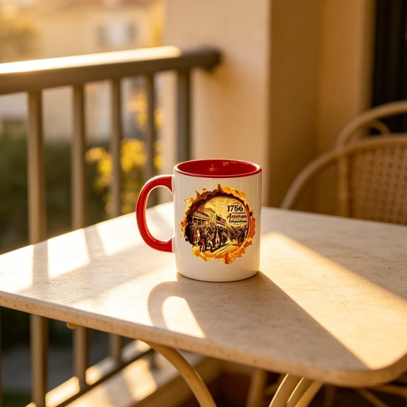 Patriotic Coffee Mug 4th of July USA 250th Anniversary Cup with Vintage Patriotic Historical Print 11OZ Two-Tone Commemorative Drinkware Gift for 1776-2026 Independence Day Memorial Day Home Office