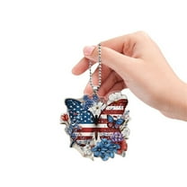 Patriotic Colorful Butterfly Flower Acrylic Hanging Ornaments 2D Independence Day Decorative Pendants For 4th of July Festive Celebrations Car Mirrors Backpacks