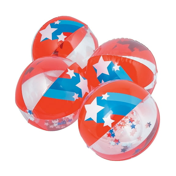 Patriotic Confetti Beach Ball - Party Favors - 12 Pieces