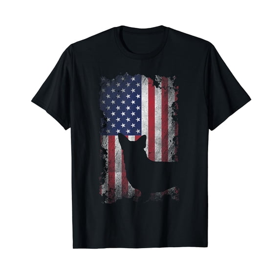 Patriotic Corgi American Flag USA Cute Cool Corgi Dog Lover T-Shirt