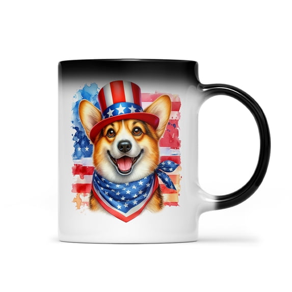 Patriotic Corgi Celebrates 4th of July Heat Color Changing Mug Welsh Corgi Dog Lover Gifts Idea Magic Coffee Mug - 02009