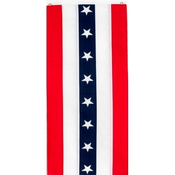 Patriotic Cotton Pull Down Banner By Old Glory Bunting. Stars and Fully Sewn Stripes 4th of July Banner - 18" x 8'. Made in America! Free Shipping Available!